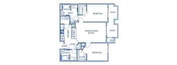 Two bedroom floor plan at Cresterra Apartments in San Marcos CA