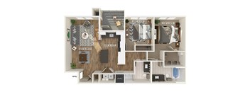 Two bedroom floor plan at The Braydon Apartments in Napa CA