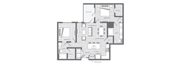 two bedroom floor plan at the Huntington Apartments in Plano TX