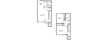 two bedroom floor plan at Westchester Park apartments