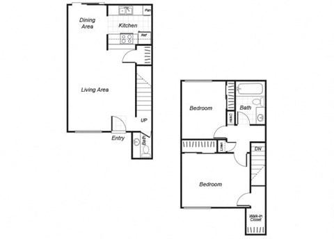 two bedroom floor plan at Westchester Park apartments
