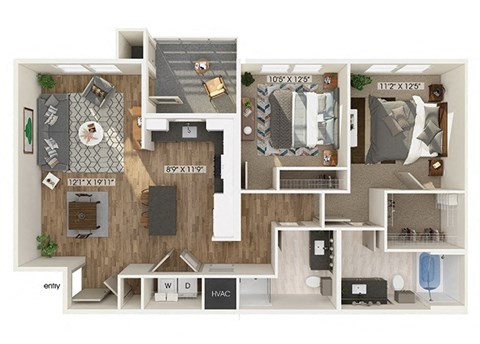 a floor plan of a two bedroom apartment