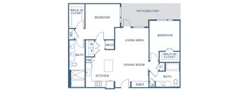 a blueprint of a floor plan with bedrooms and baths