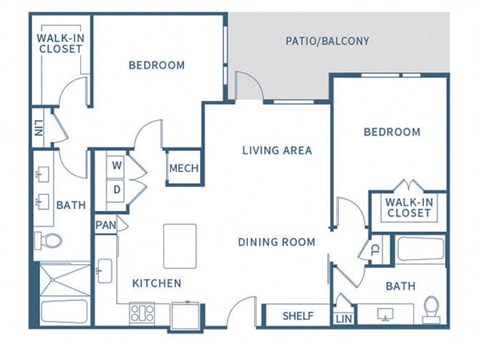 a blueprint of a floor plan with bedrooms and baths