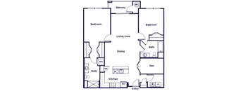 Two bedroom with den two bathroom at Riverwoods at Lake Ridge in Woodbridge VA