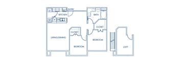 Two bedroom floor plan at Caprielle Apartments in San Diego CA