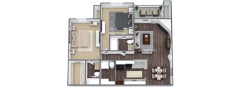 Two bedroom floor plan image at Priest Lake in Nashville TN