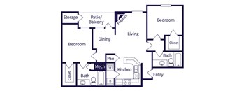 Two bedroom floor plan image at Parkfield Apartment Homes in Denver CO