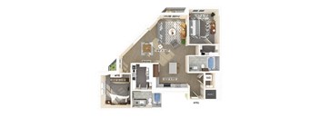 two bedroom two bathroom floor plan at coasterra apartments
