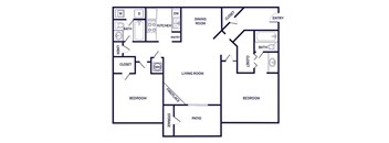 Two bedroom floor plan at Landmark at Wynton Pointe Apartment Homes in Nashville TN