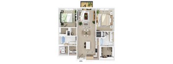 Two bedroom floor plan at 333 Ellington in Gaithersburg MD