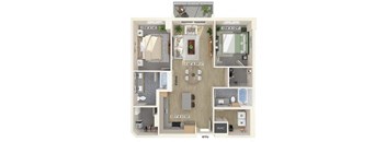 Two bedroom floor plan at Treo Apartments in Fort Lauderdale FL