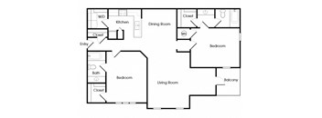 Two bedroom floor plan image at Chroma Park Apartments in Austell GA