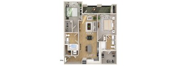 Two bedroom floor plan at Olivean Apartments in Broomfield CO