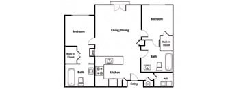 B3 Floorplan Image at Town Center Apartments in Santa Clarita CA
