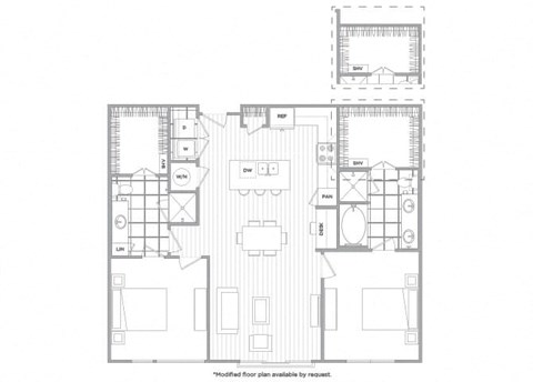Two bedroom floor plan image at Cirro King of Prussia Apartments in King of Prussia PA