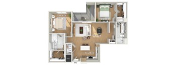 Two bedroom floor plan at Heights at 1520 Apartments in Houston TX