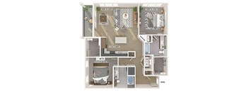 Two bedroom floor plan floor plan at 1900 Parmer Apartments in Austin TX