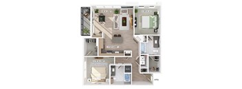 B3 floor plan at The Sevens in Dallas TX