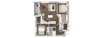 Two bedroom floor plan image at The Waylon in McKinney TX