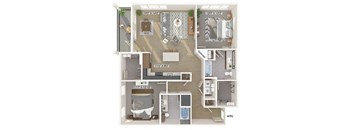 Two bedroom floor plan image at 1900 Parmer Apartments in Austin TX
