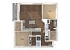 Two bedroom two bathroom floor plan at The Reid Apartments in Tucker, GA