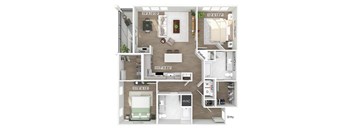 Two bedroom floor plan at The Penstone Apartments and Townhomes in South Walpole MA