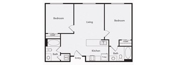 B3 Two bedroom floor plan image at iL Palazzo Apartments in San Diego CA