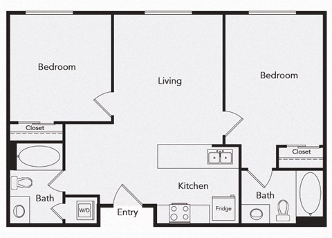 B3 Two bedroom floor plan image at iL Palazzo Apartments in San Diego CA