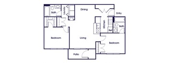 a floor plan of a house with a bedroom and a living room