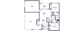Two bedroom floor plan at Hollow Creek in Conroe TX