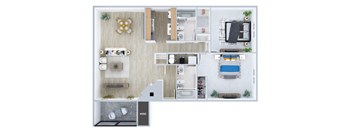 Two bedroom floor plan at Rock Peak on Sunset Apartments in Longmont CO
