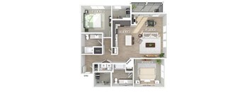 Two bedroom floor plan image at Wayfern Apartments in Sandy Springs GA