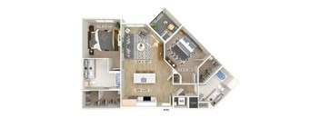 Two bedroom floor plan at The Braydon Apartments in Napa CA