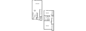 two bedroom floor plan at Westchester Park apartments