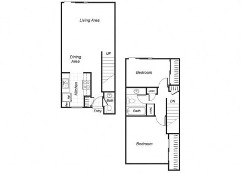 two bedroom floor plan at Westchester Park apartments