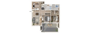 a floor plan of a 1 bedroom apartment at the residences at silver hill in suitland,
