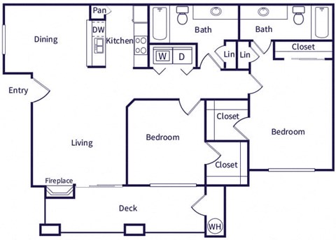 Two bedroom floor plan at Deerwood Apartments in Corona CA