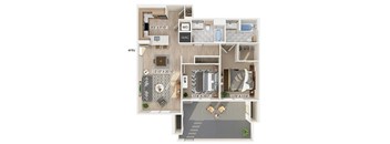 Two bedroom floor plan at The Braydon Apartments in Napa CA
