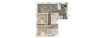 Two bedroom floor plan at Altitude Apartments