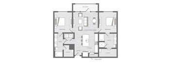 two bedroom floor plan at the Huntington Apartments in Plano TX