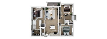 Two bedroom floor plan at Hawkley Apartments in Milford MA