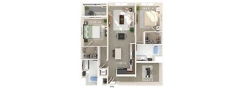 Two bedroom floor plan at Bowen Apartments in San Diego CA