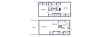 Two bedroom floor plan at City Side Flats Apartments in Nashville TN