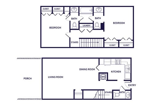Two bedroom floor plan at City Side Flats Apartments in Nashville TN