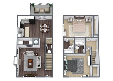 Two bedroom floor plan image at Priest Lake in Nashville TN