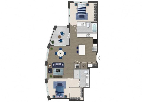 Two bedroom Floorplan Image at Caroline Apartments in Charleston SC