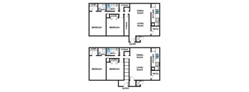 A floor plan of a two bedroom apartment.
