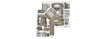 two bedroom two bathroom floor plan at coasterra apartments