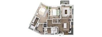 Two bedroom floor plan at The Edley in Atlanta GA